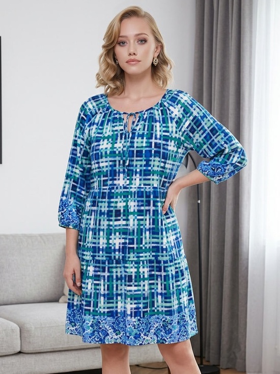 Isaac Mizrahi Dresses & Skirts - NWT Isaac Mizrahi Women's Blue Pattern Long Sleeve Midi Dress Pockets Size Large